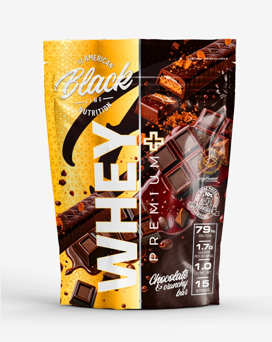 Envase Black Line Whey Premium+ sabor Chocolate & Crunchy Bar